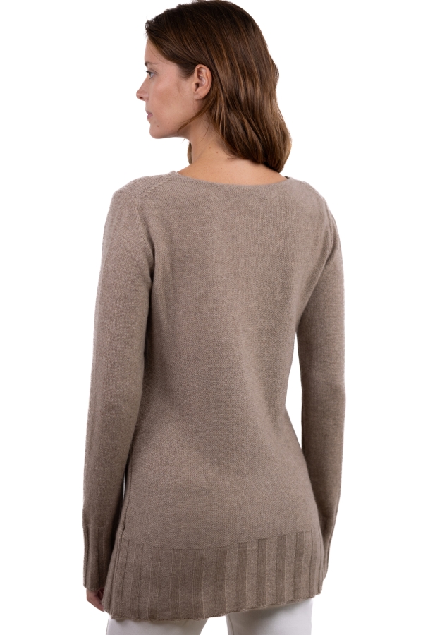 Cashmere ladies chunky sweater july natural brown 2xl