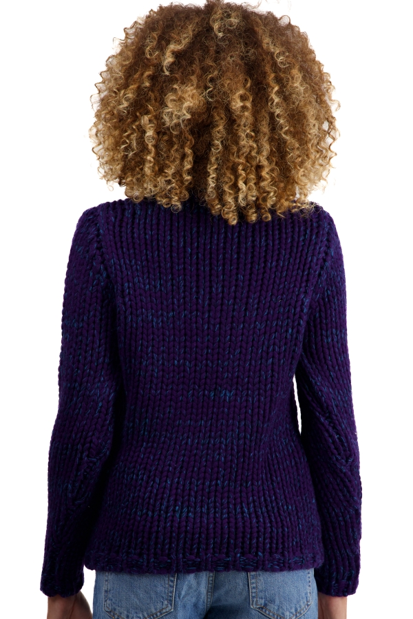 Cashmere ladies chunky sweater toxane deep purple dress blue canard blue 3xl
