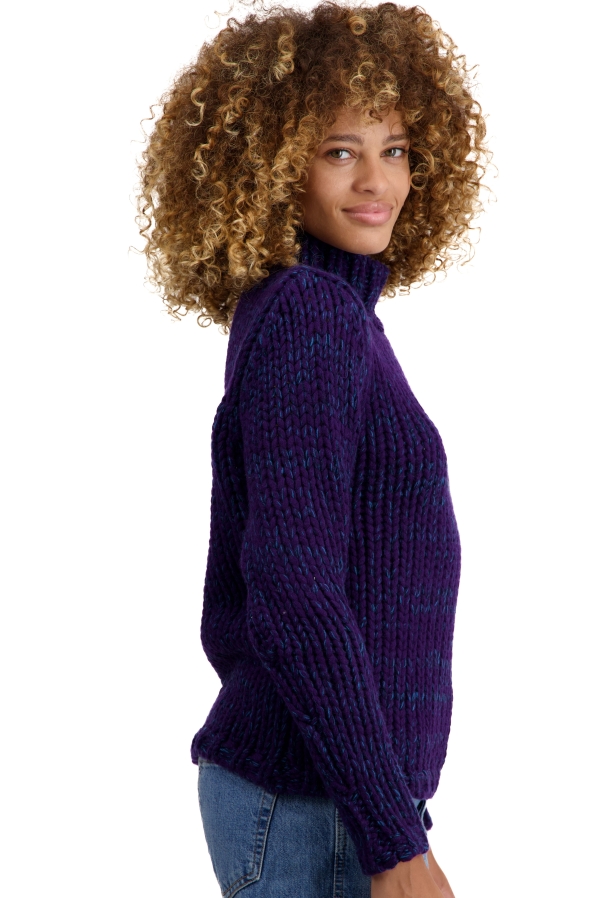 Cashmere ladies chunky sweater toxane deep purple dress blue canard blue l