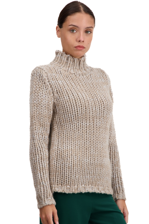 Cashmere ladies chunky sweater toxane natural brown natural ecru ciel m