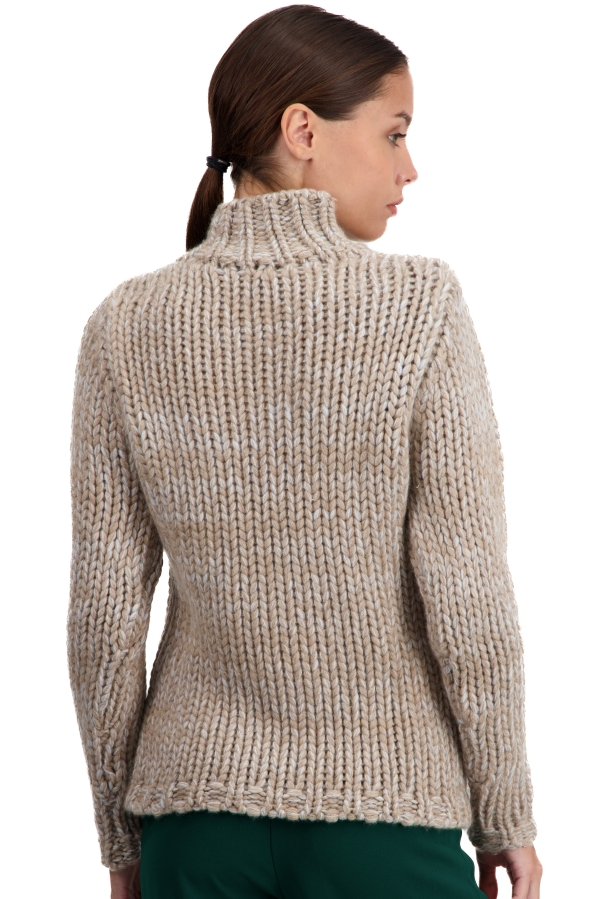 Cashmere ladies chunky sweater toxane natural brown natural ecru ciel m