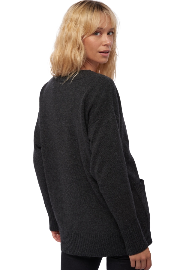 Cashmere ladies chunky sweater vadena charcoal marl 2xl