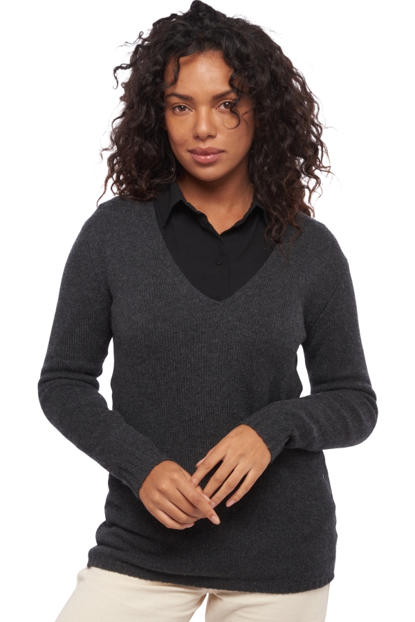 Cashmere ladies chunky sweater vanessa charcoal marl 2xl
