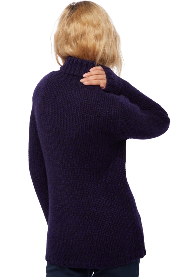 Cashmere ladies chunky sweater vicenza black deep purple 2xl