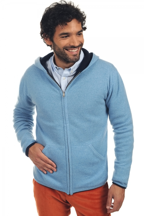 Cashmere men chunky sweater carson dress blue azur blue chine xl