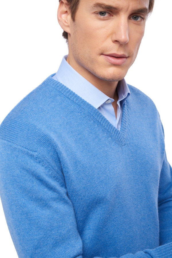 Cashmere men chunky sweater hippolyte 4f blue chine s
