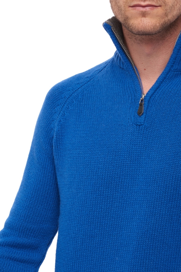 Cashmere men chunky sweater olivier lapis blue dove chine s