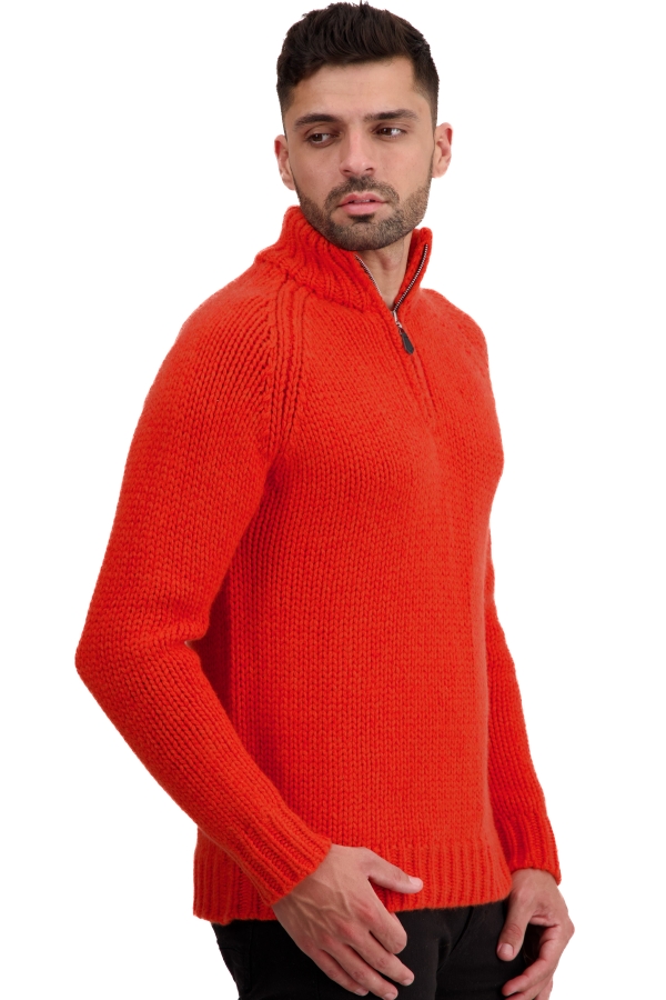 Cashmere men chunky sweater tripoli bloody orange paprika s