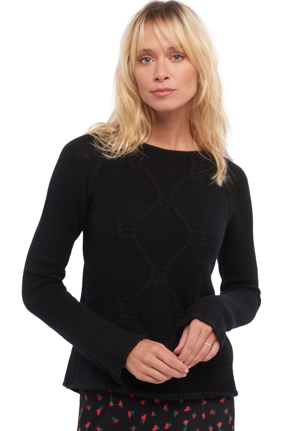 Cashmere ladies chunky sweater april black 3xl