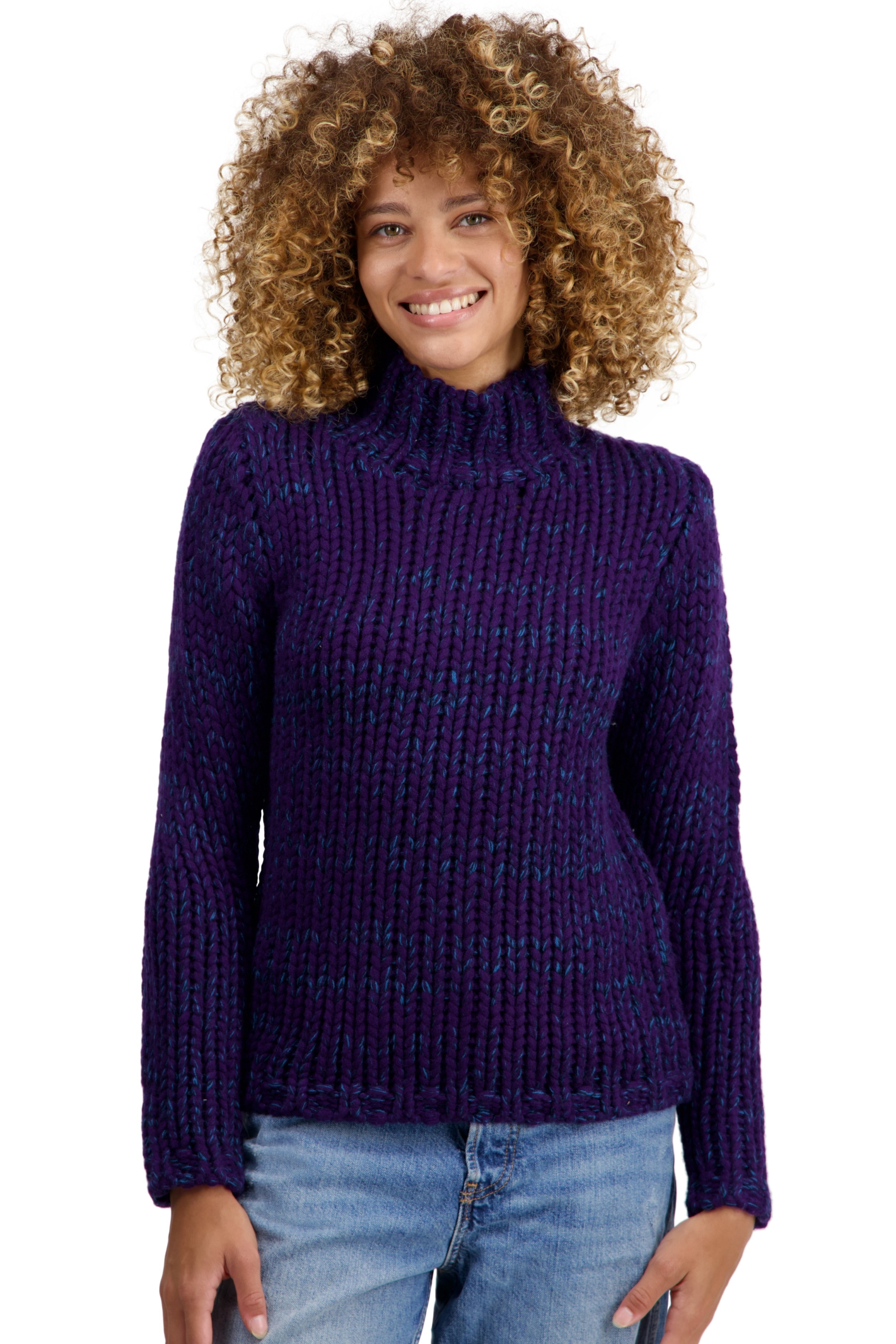 Cashmere ladies chunky sweater toxane deep purple dress blue canard blue m