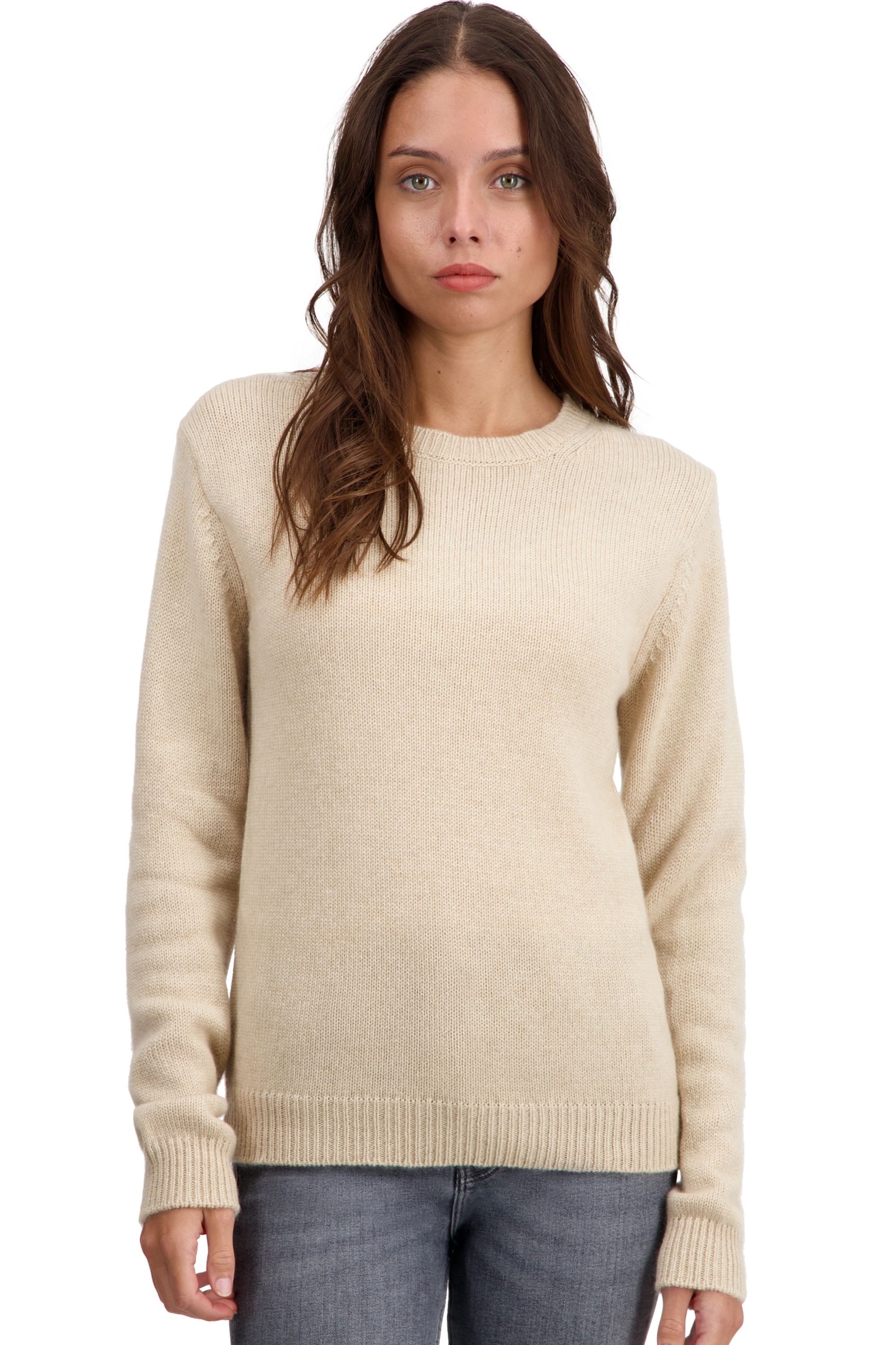 Cashmere ladies chunky sweater tyrol natural beige 2xl