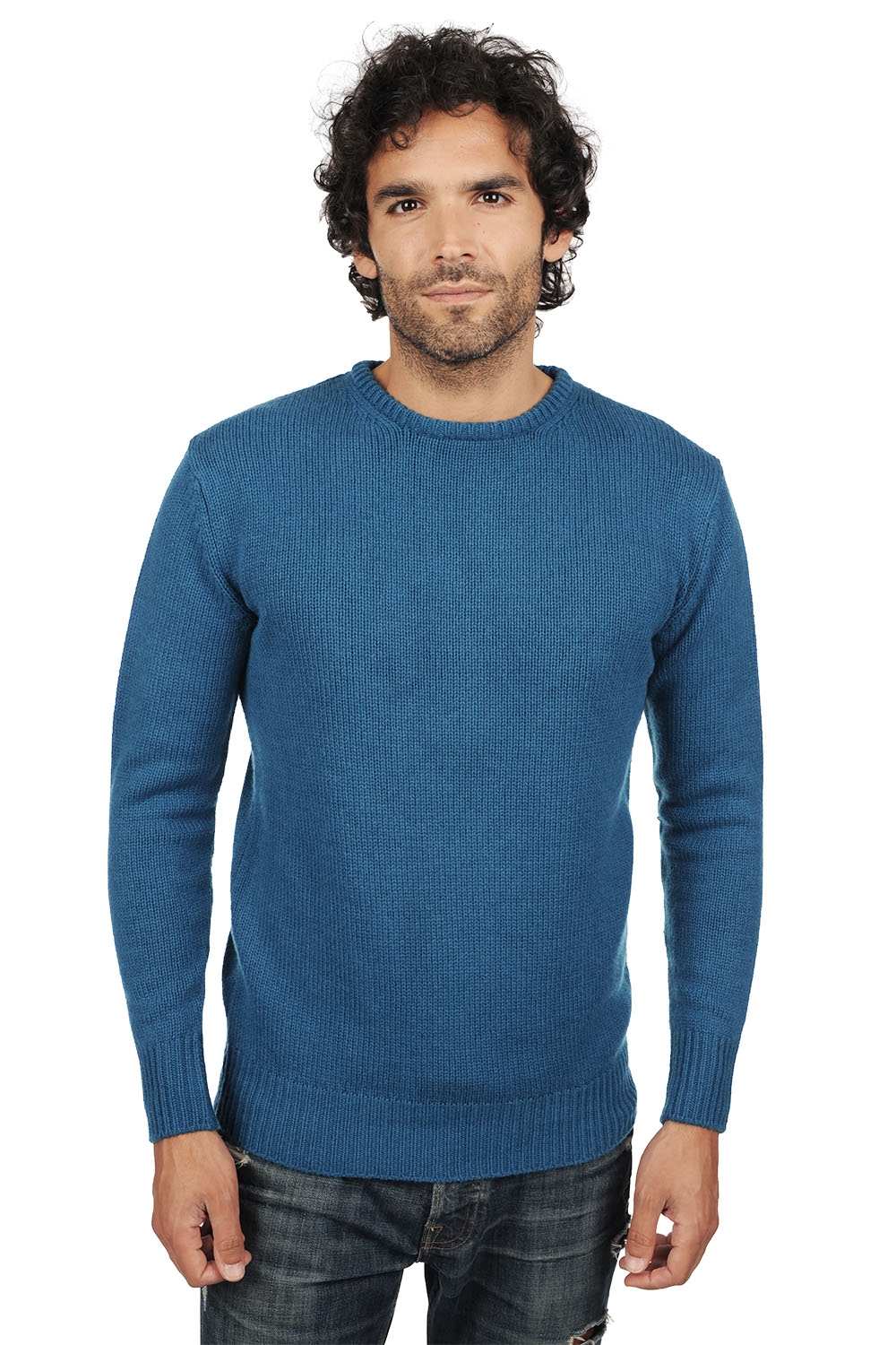 Cashmere men chunky sweater bilal canard blue xl