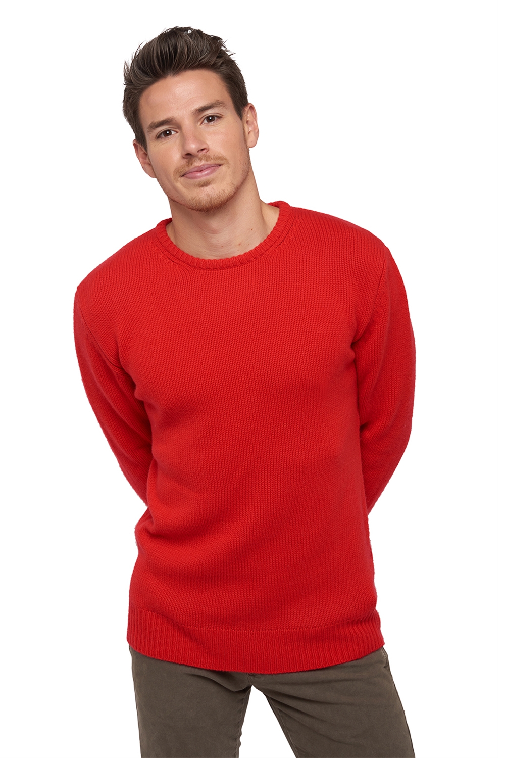 Cashmere men chunky sweater bilal rouge m
