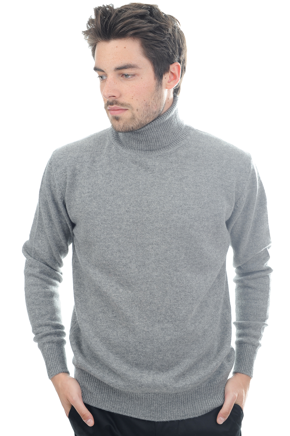 Cashmere men chunky sweater edgar 4f grey marl 3xl