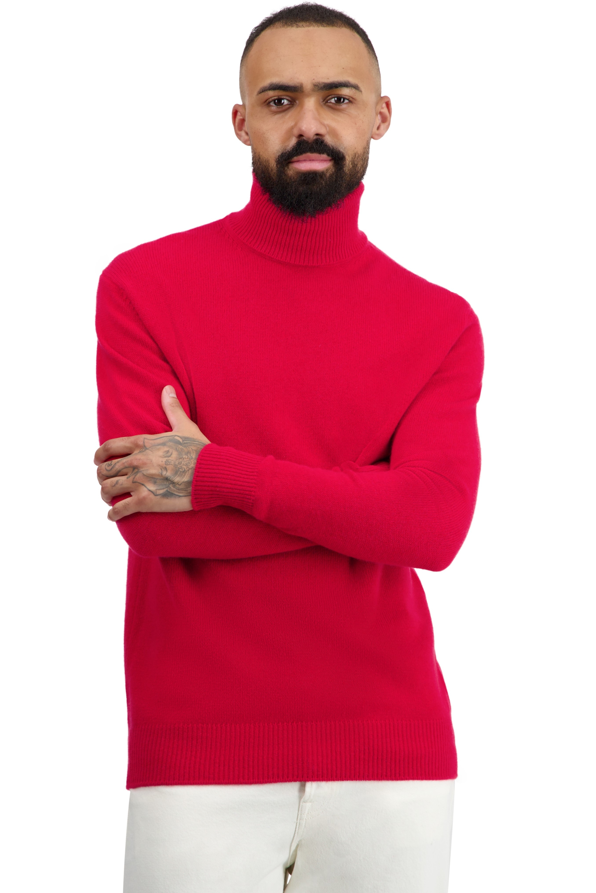 Cashmere men chunky sweater edgar 4f rouge 3xl