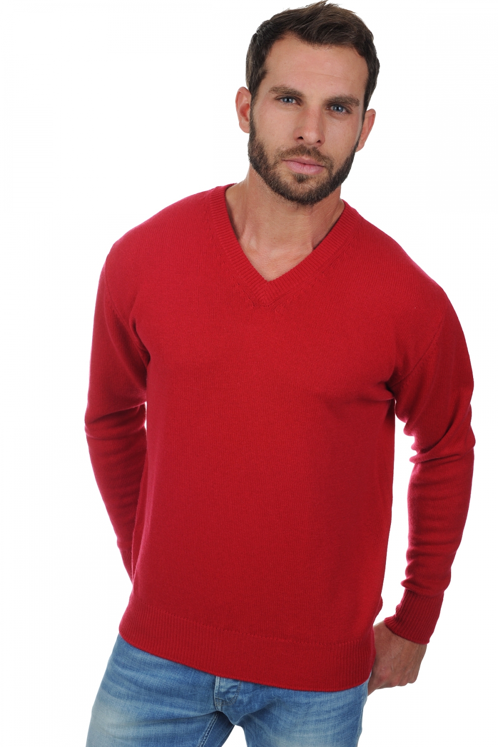 Cashmere men chunky sweater hippolyte 4f blood red 4xl