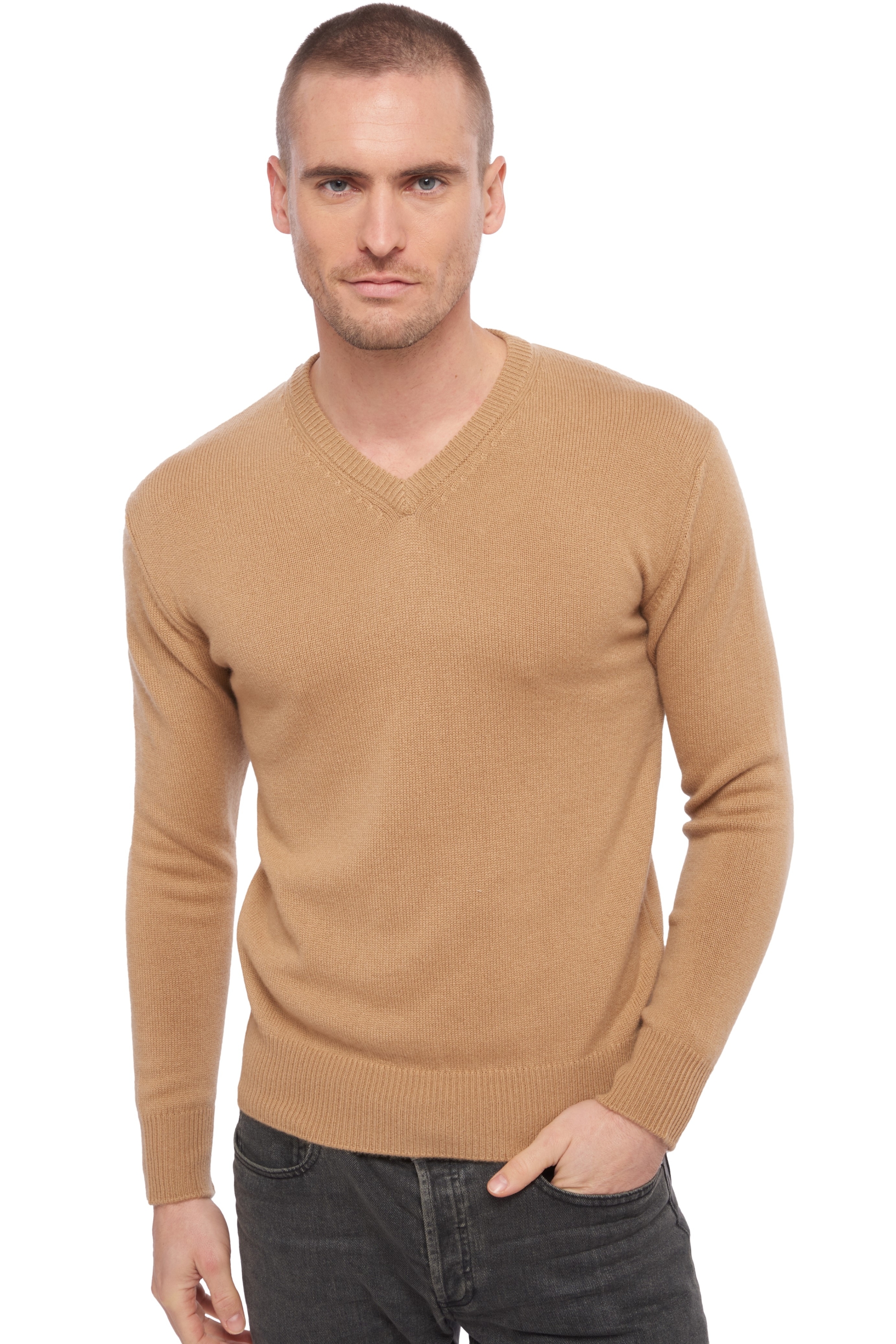 Cashmere men chunky sweater hippolyte 4f camel 4xl