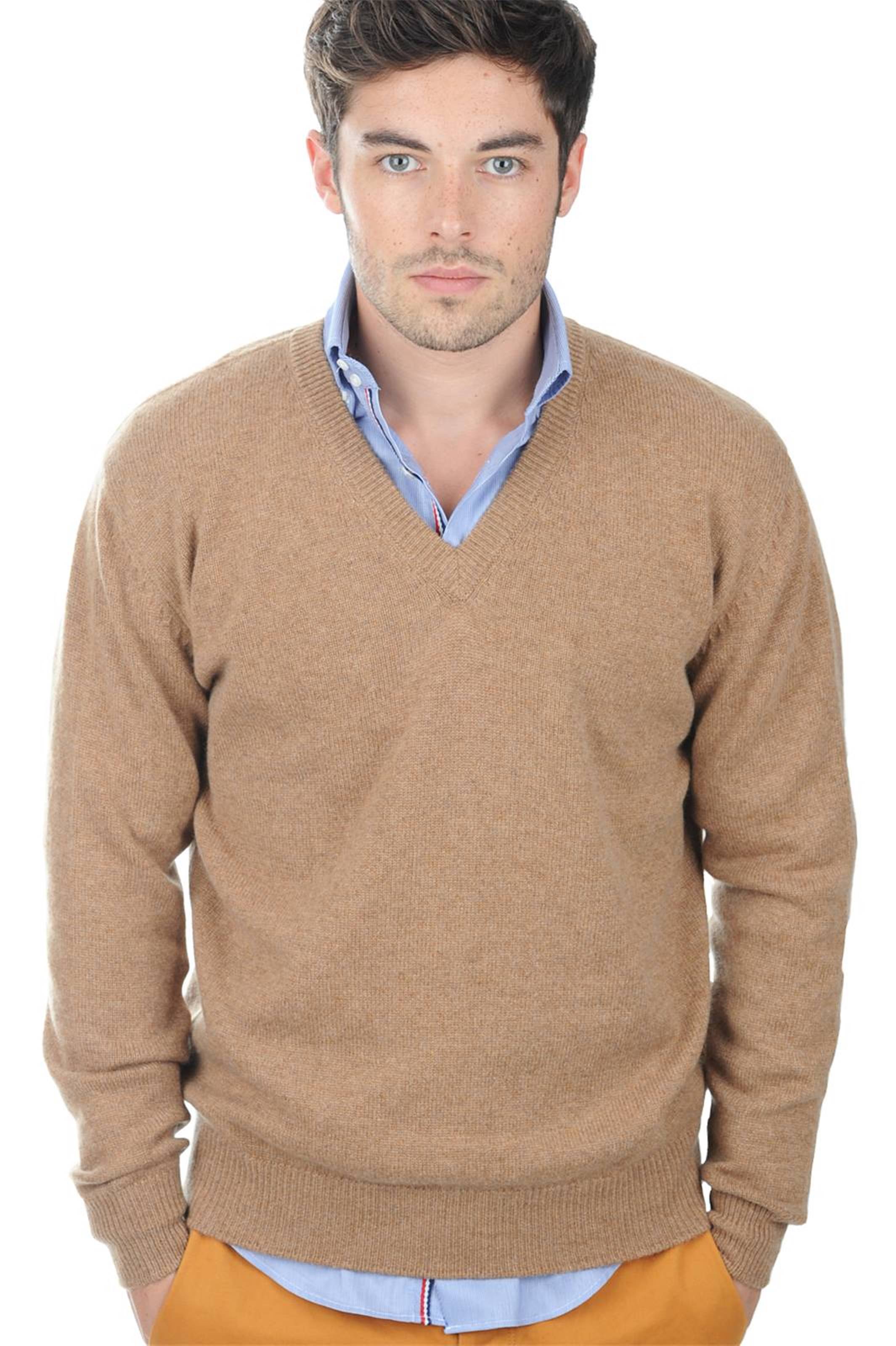 Cashmere men chunky sweater hippolyte 4f camel chine 3xl