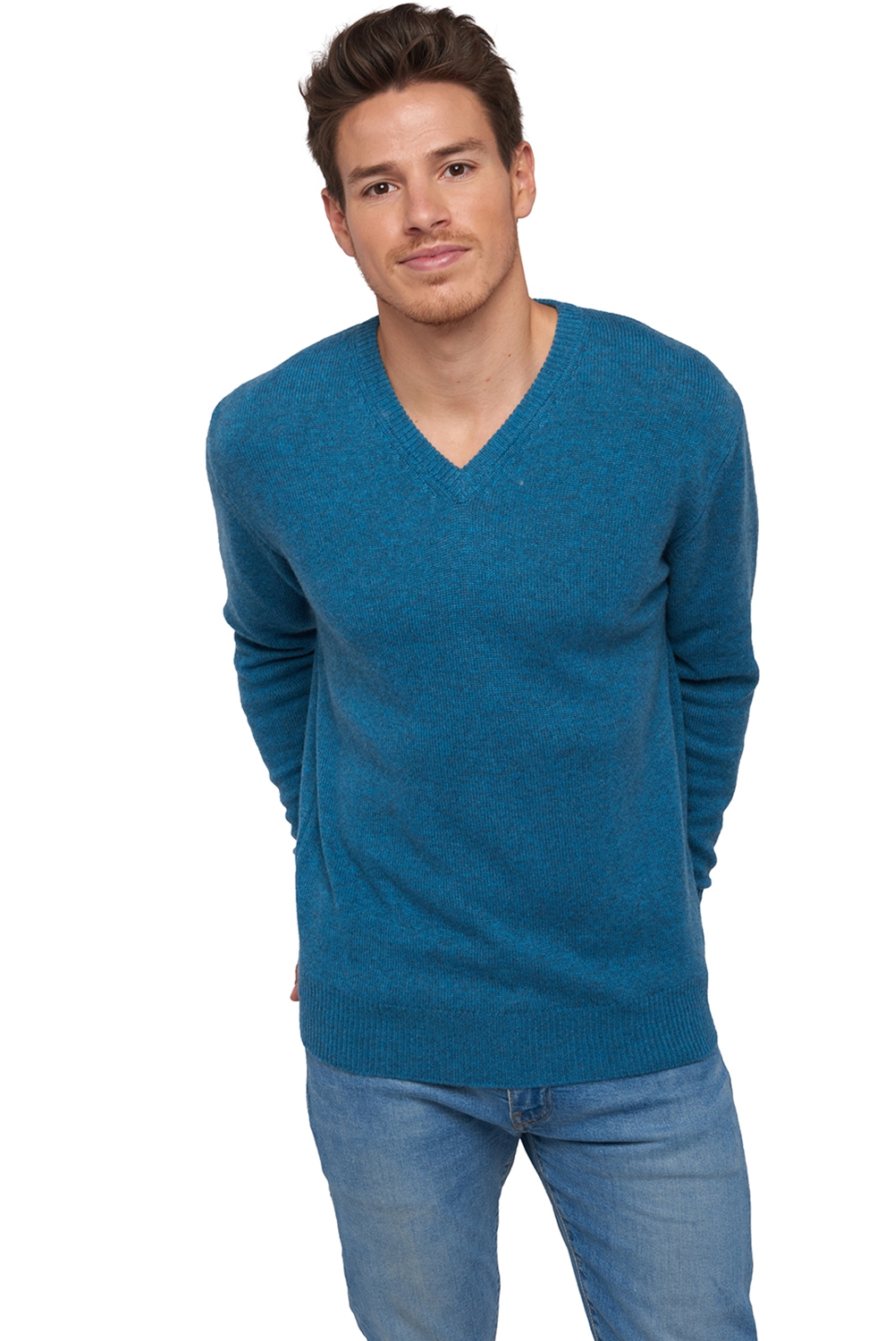 Cashmere men chunky sweater hippolyte 4f manor blue 2xl