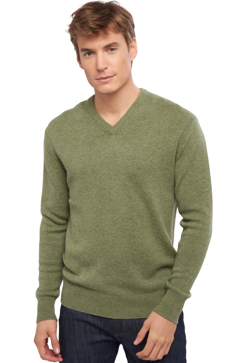 Cashmere men chunky sweater hippolyte 4f olive chine 2xl
