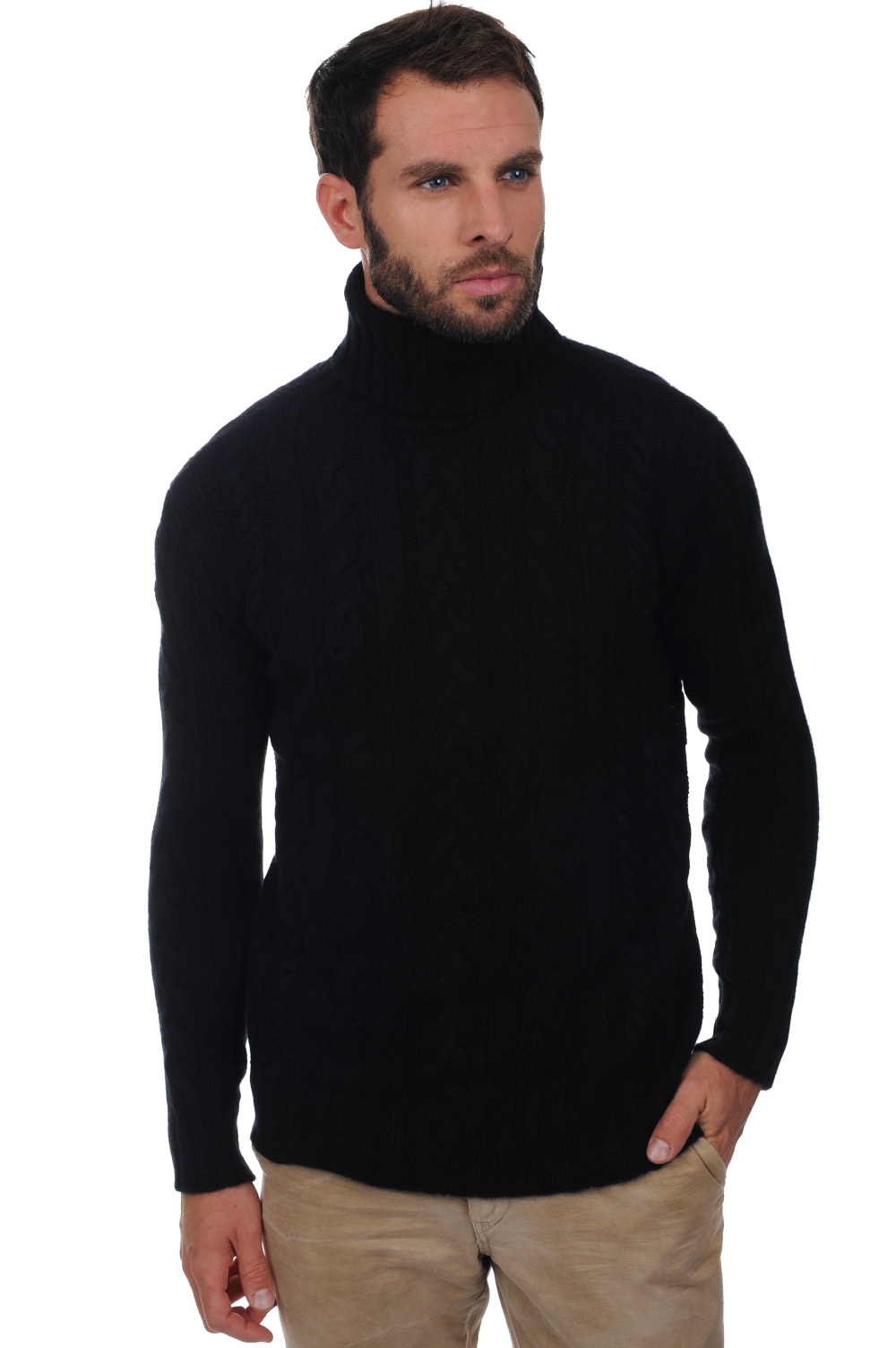 Cashmere men chunky sweater lucas black 2xl
