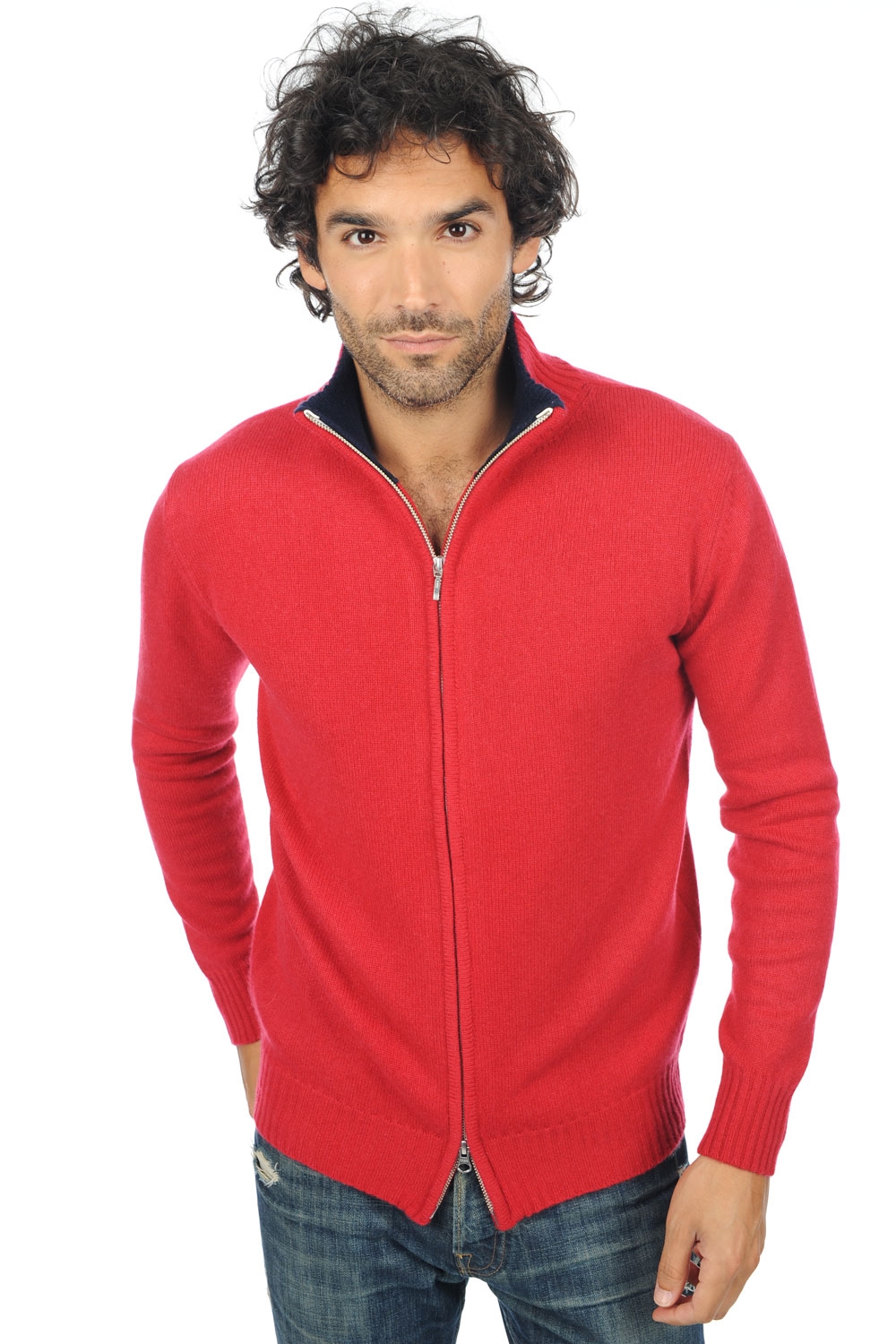 Cashmere men chunky sweater maxime blood red dress blue xs