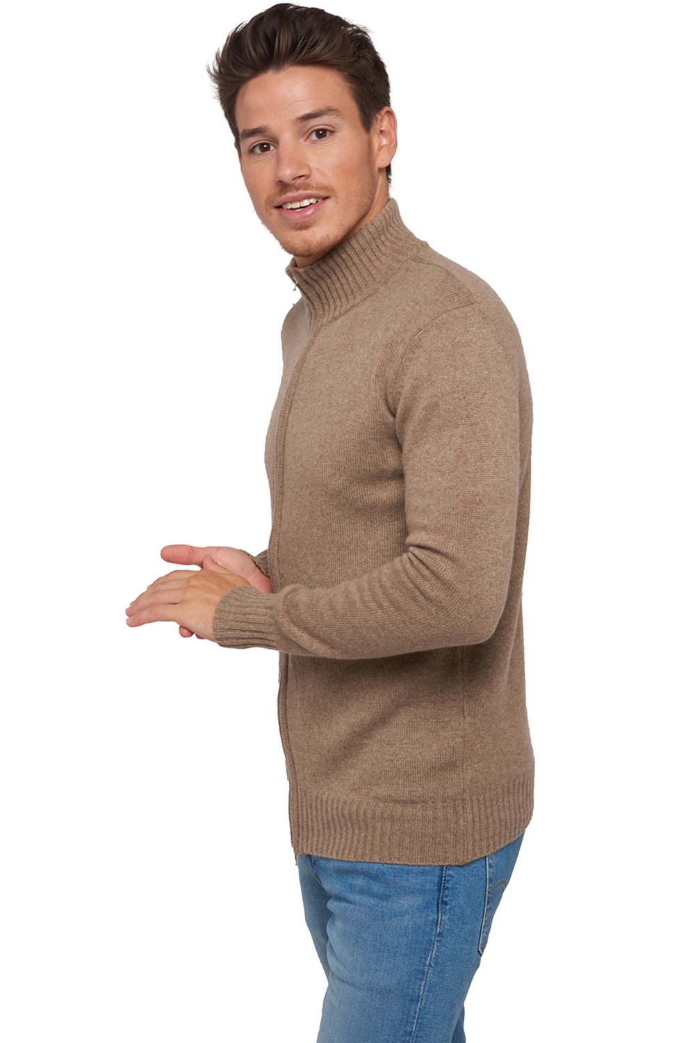 Cashmere men chunky sweater maxime natural brown natural beige 3xl