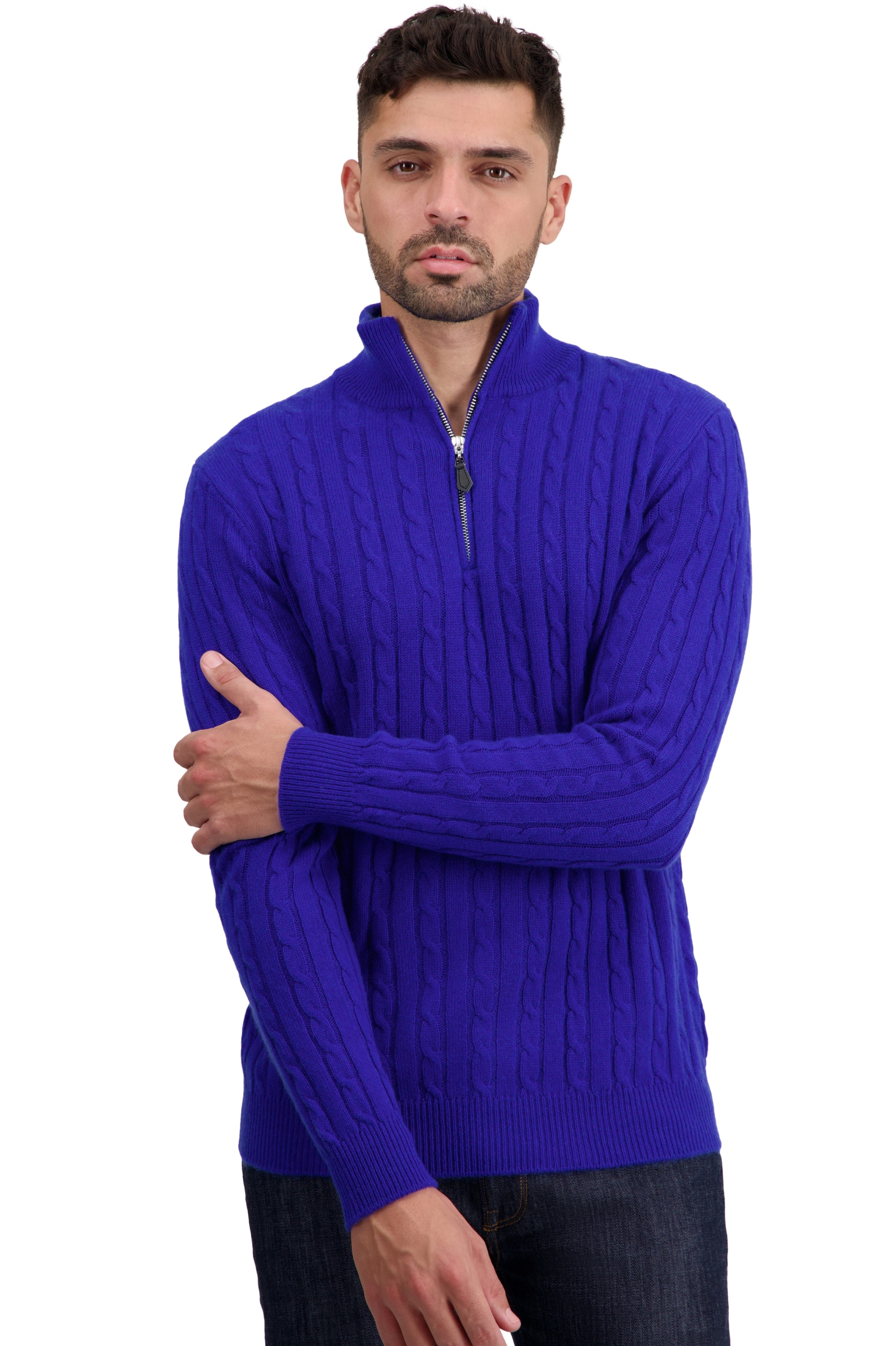 Cashmere men chunky sweater taurus bleu regata l