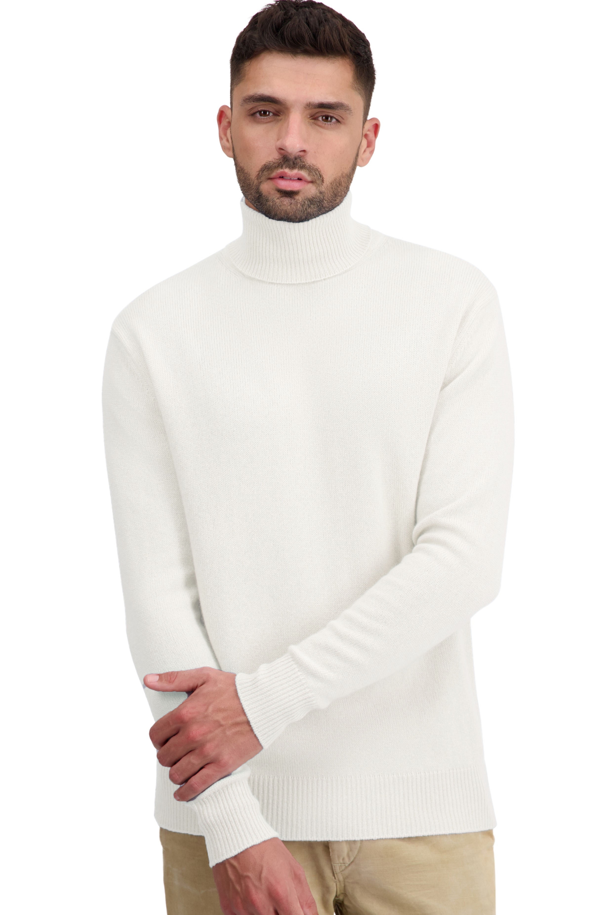 Cashmere men chunky sweater torino first almost white l
