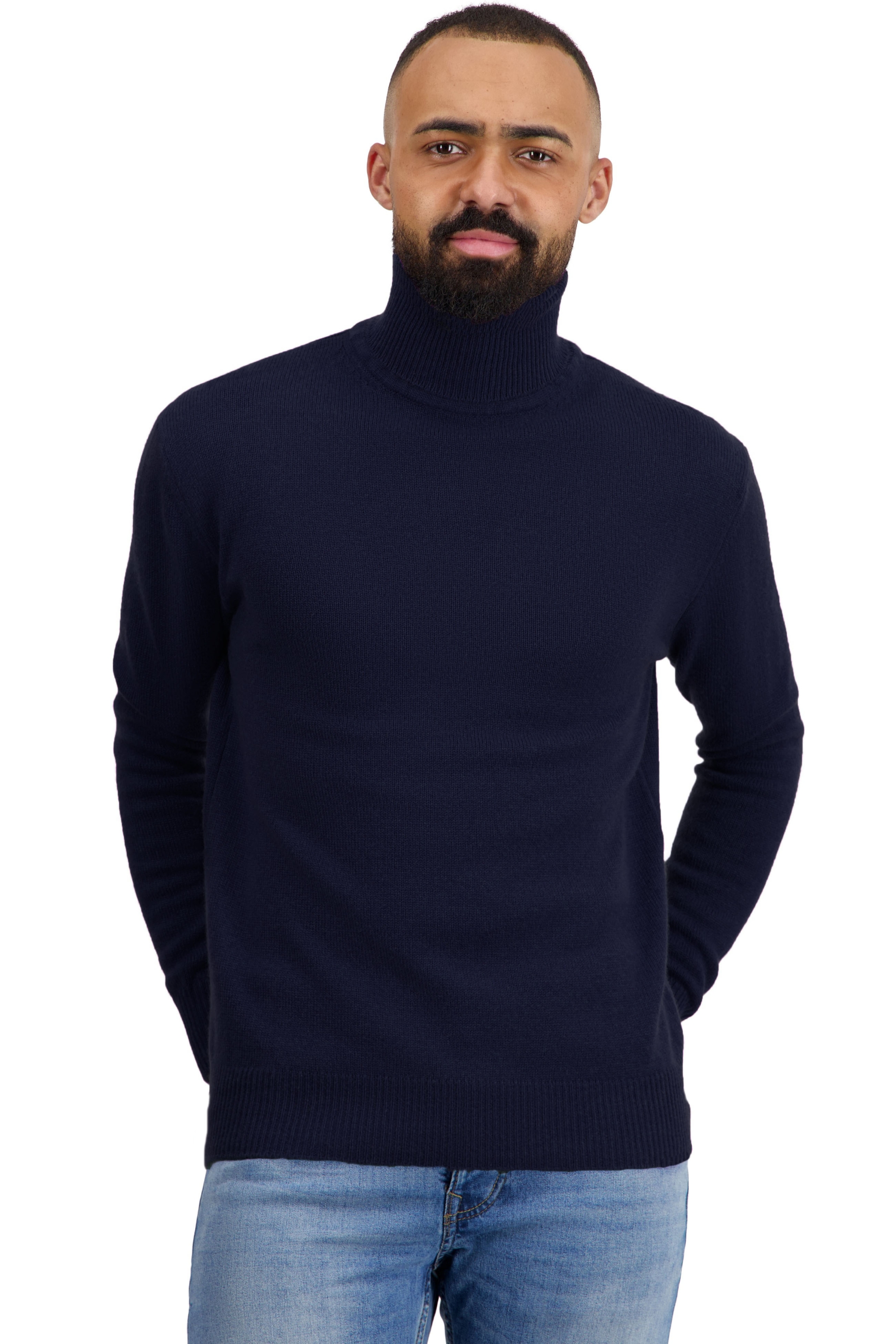 Cashmere men chunky sweater torino first dress blue l
