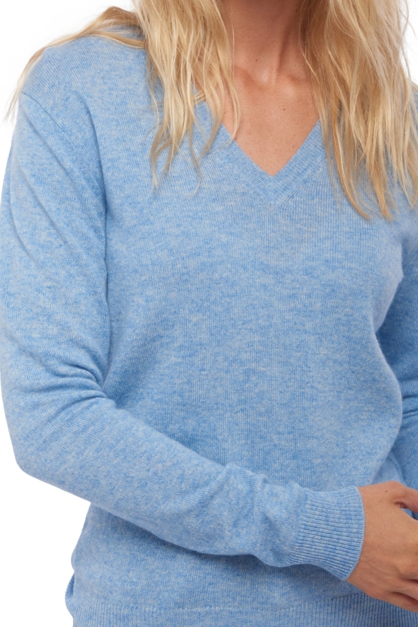 Cashmere ladies basic sweaters at low prices tessa first powder blue 2xl