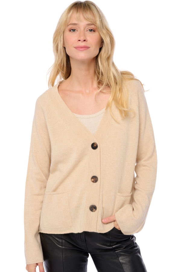 Cashmere ladies cardigans chana natural beige s3