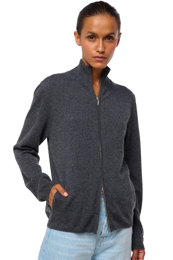 Cashmere ladies cardigans thames first dark grey s