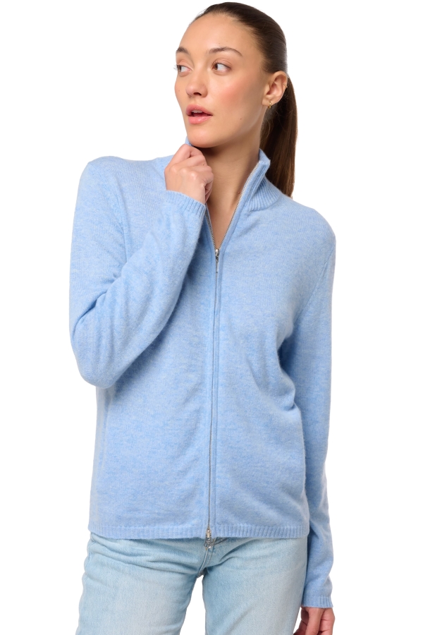 Cashmere ladies cardigans thames first powder blue xl