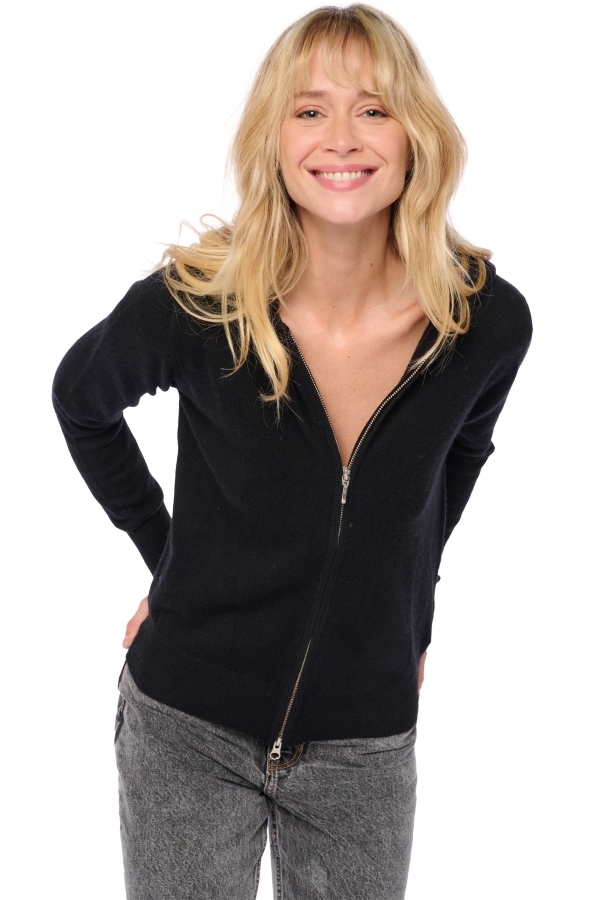 Cashmere ladies cardigans tina first black l