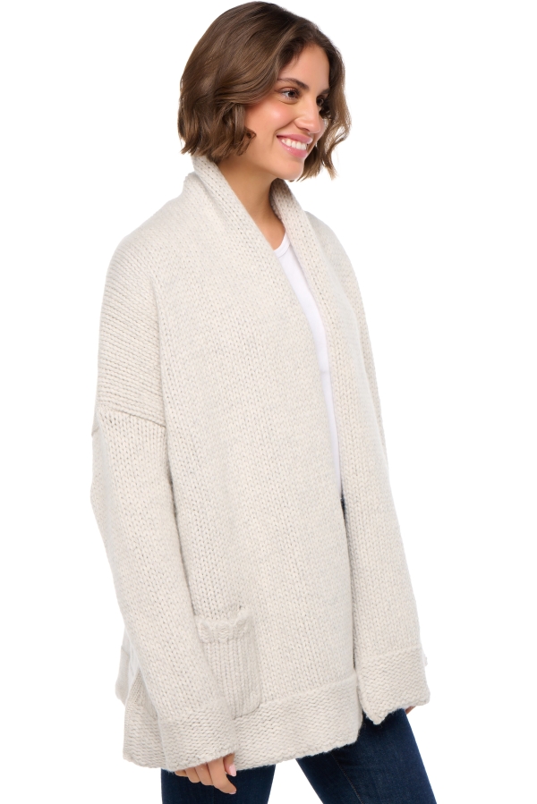 Cashmere ladies cardigans vienne flanelle chine natural ecru l