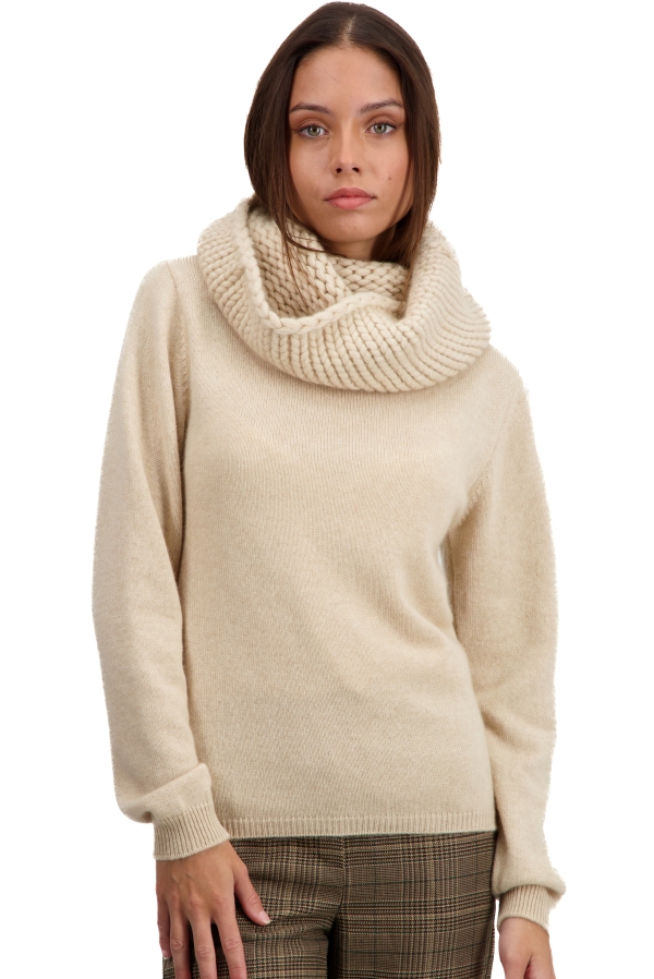 Cashmere ladies chunky sweater tisha natural beige 3xl