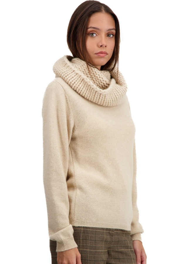 Cashmere ladies chunky sweater tisha natural beige xs
