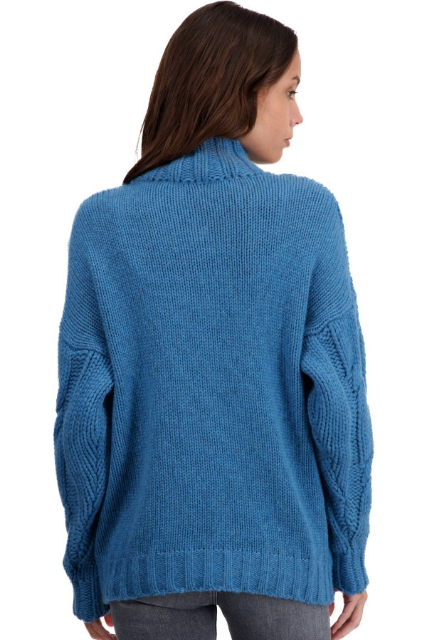 Cashmere ladies chunky sweater twiggy manor blue l
