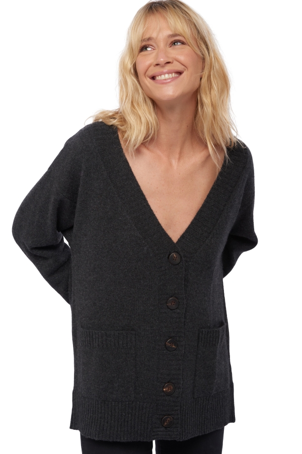 Cashmere ladies chunky sweater vadena charcoal marl 4xl