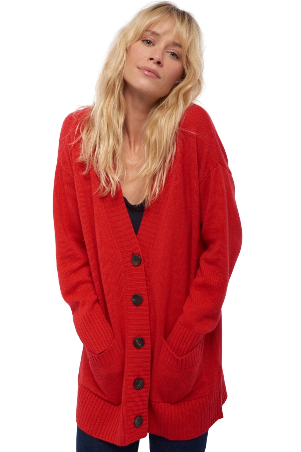 Cashmere ladies chunky sweater vadena rouge xl