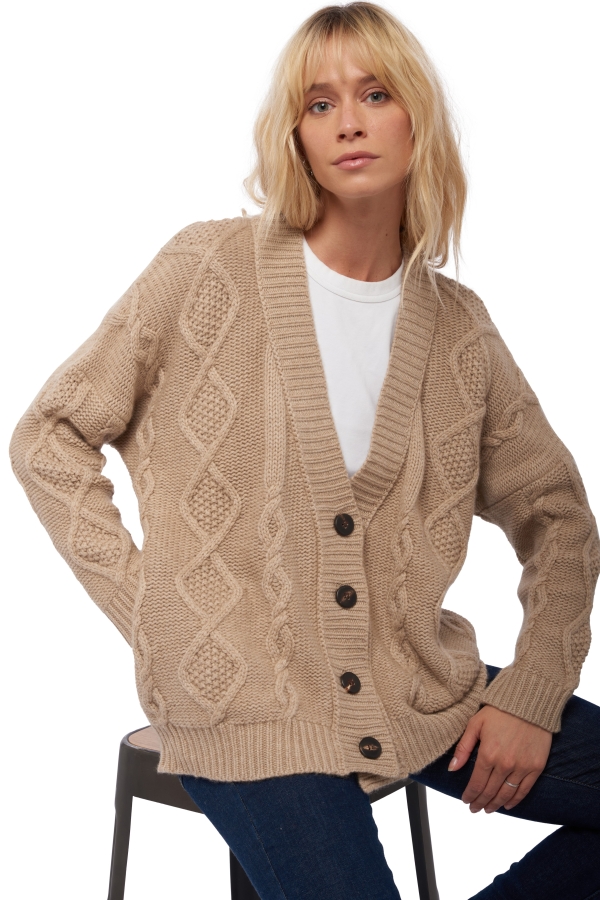 Cashmere ladies chunky sweater valaska natural brown m