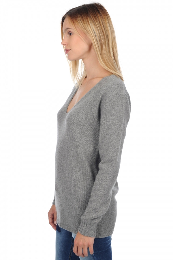 Cashmere ladies chunky sweater vanessa grey marl xl