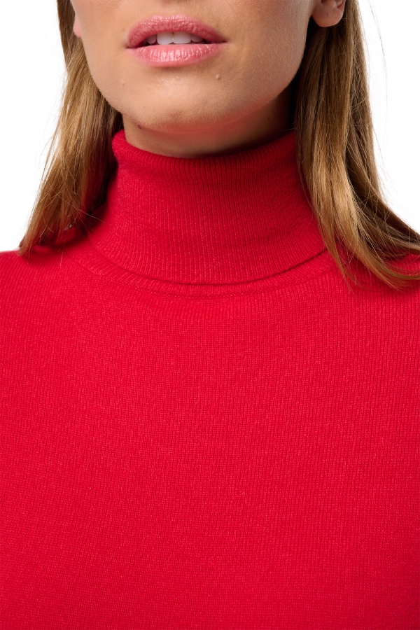 Cashmere ladies roll neck tale first deep red m