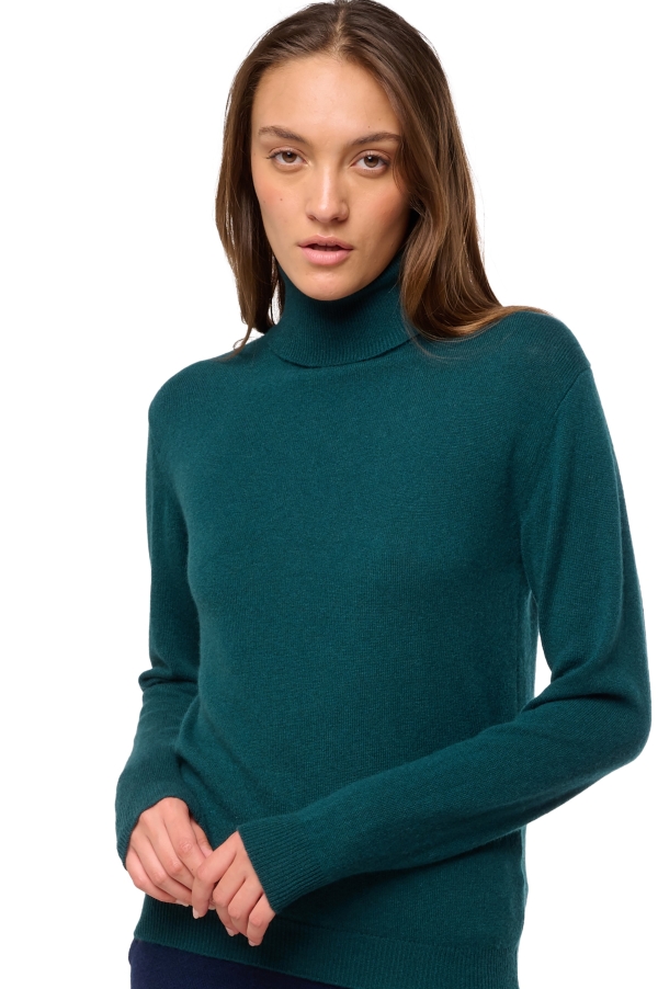 Cashmere ladies roll neck tale first vert emeraude l