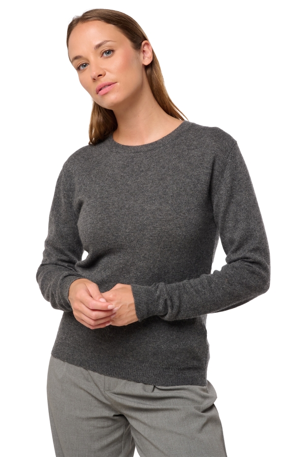 Cashmere ladies round necks thalia first dark grey m