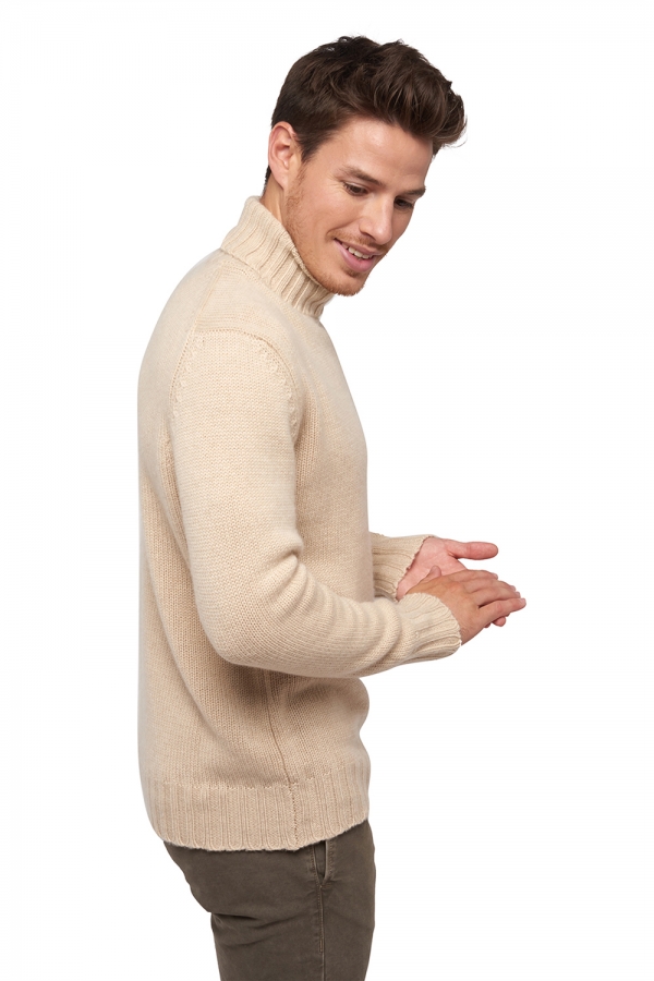 Cashmere men chunky sweater achille natural beige 2xl