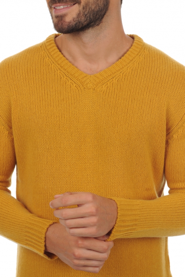 Cashmere men chunky sweater atman mustard 3xl
