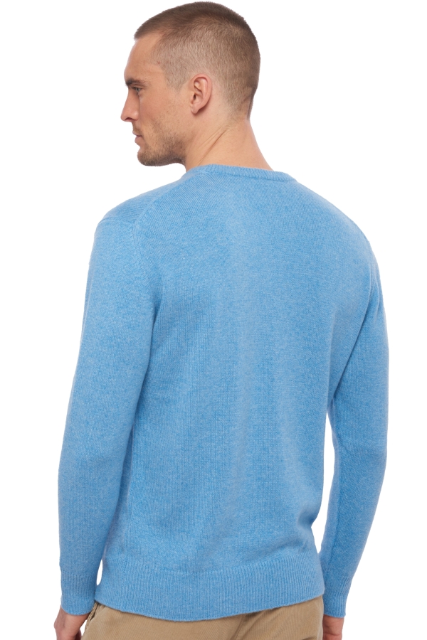 Cashmere men chunky sweater hippolyte 4f azur blue chine 2xl
