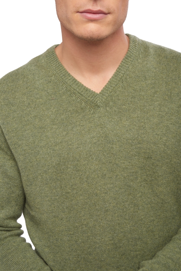 Cashmere men chunky sweater hippolyte 4f olive chine s